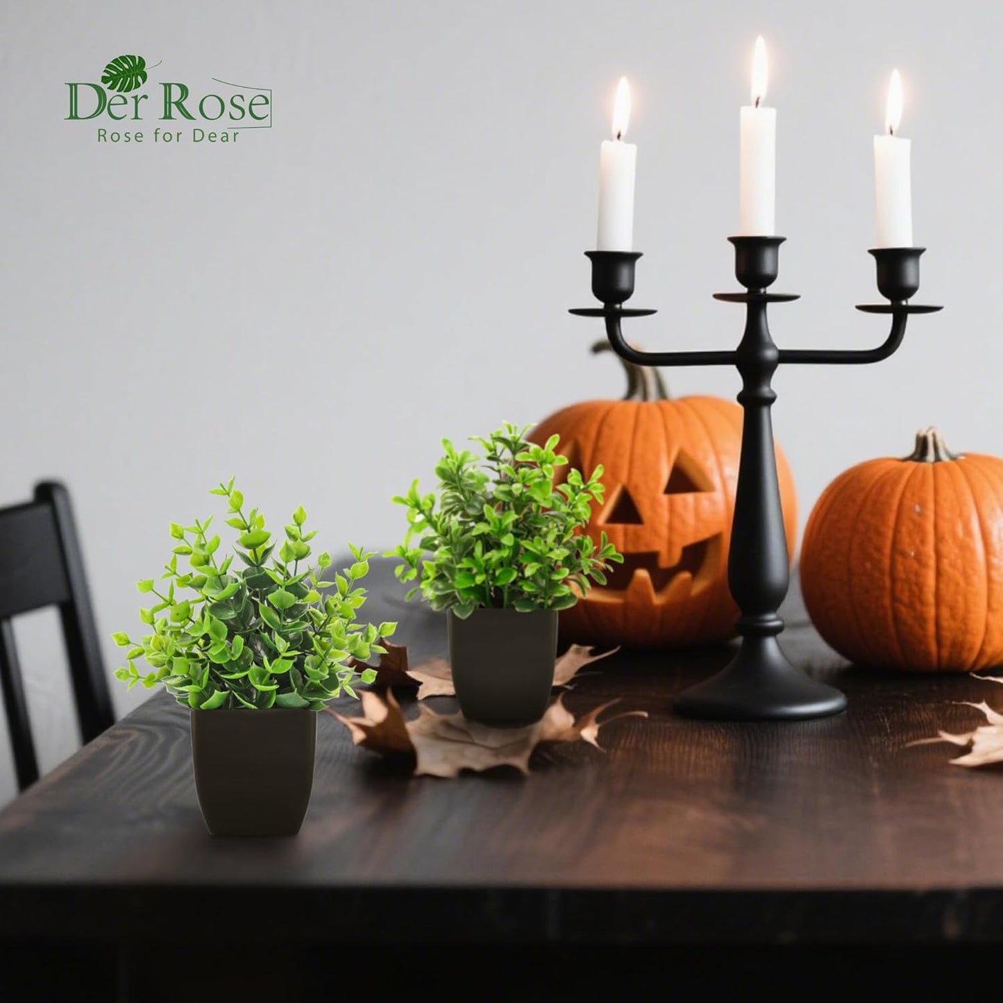 4 Pack Fake Plants Mini Artificial Greenery Potted Plants for Halloween Decor Indoor Office Table Room Farmhouse Black Bathroom Decor