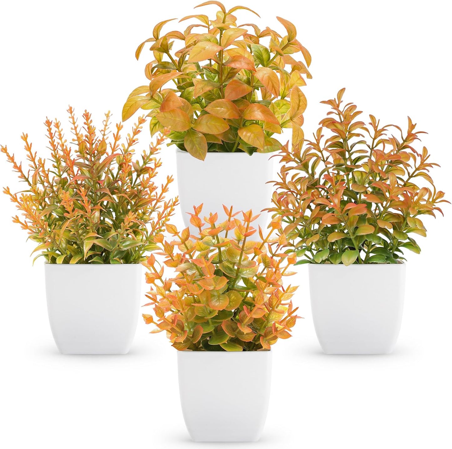 4 Pack Fake Plants Mini Artificial Greenery Potted Plants for Halloween Decor Indoor Office Table Room Farmhouse Black Bathroom Decor