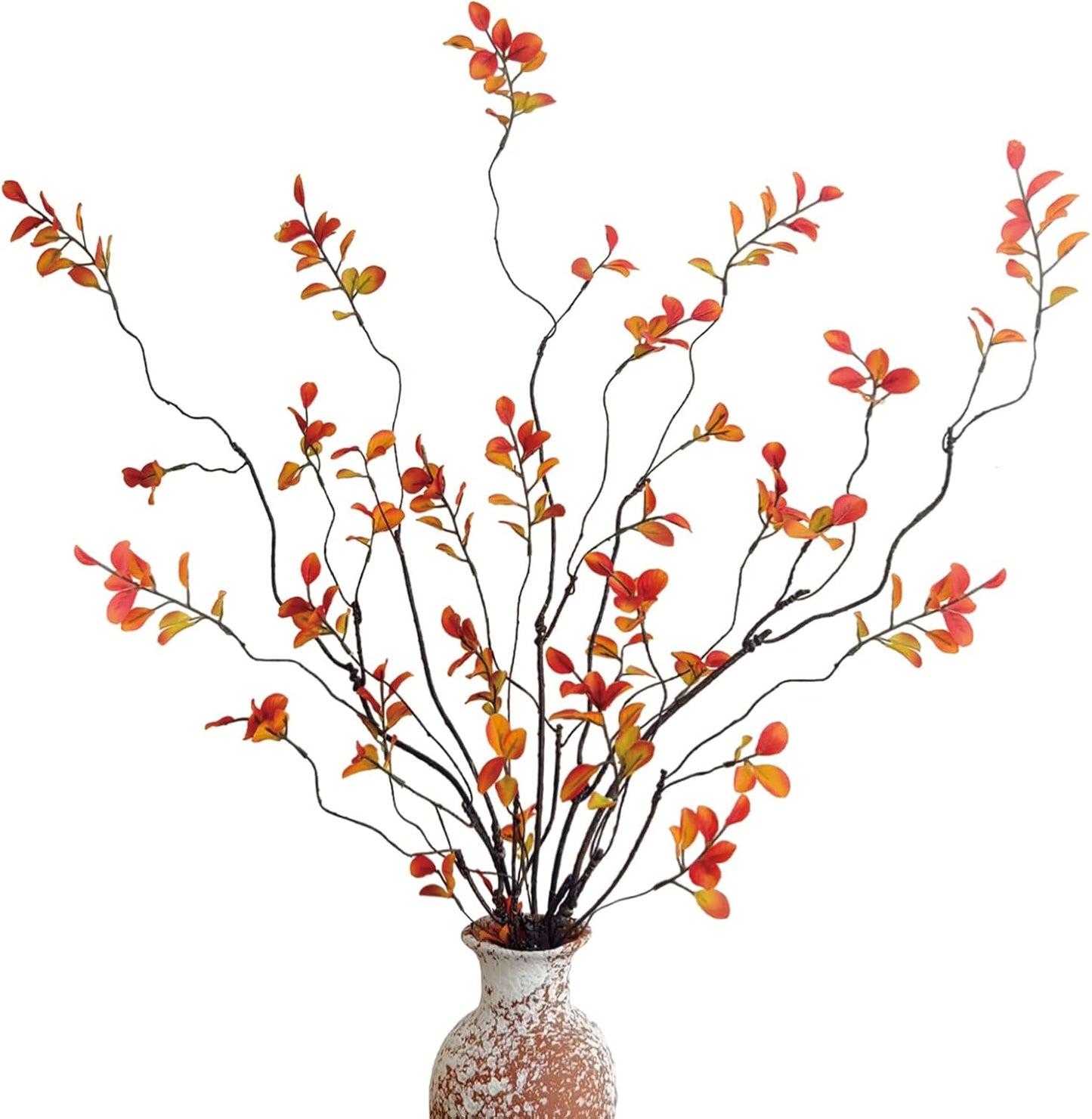 4 Pcs Artificial Ficus Branches Faux Eucalyptus Stems, 47.2 Inch Fake Greenery Stems Artificial Plants for Vase Filler Decoration, Fake Leaves Branches Centerpieces Decor